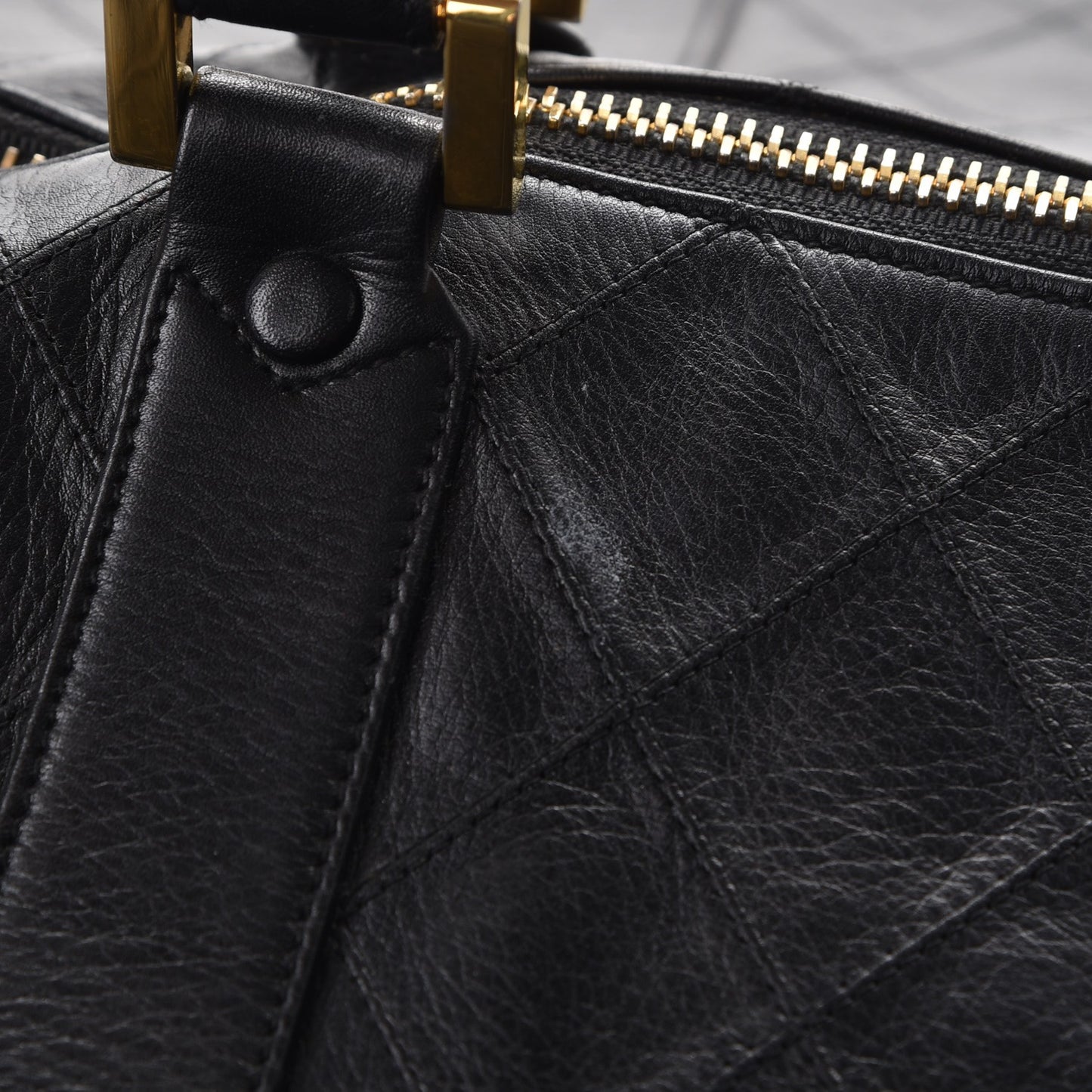 Calfskin Stitched Duffel Bag Black