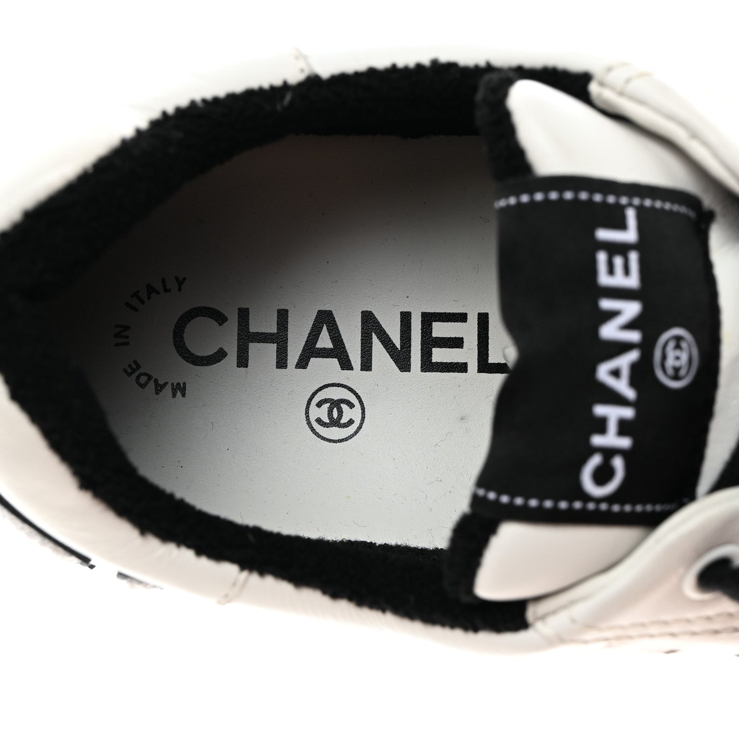 Calfskin Womens Logo Sneakers 40.5 White Black