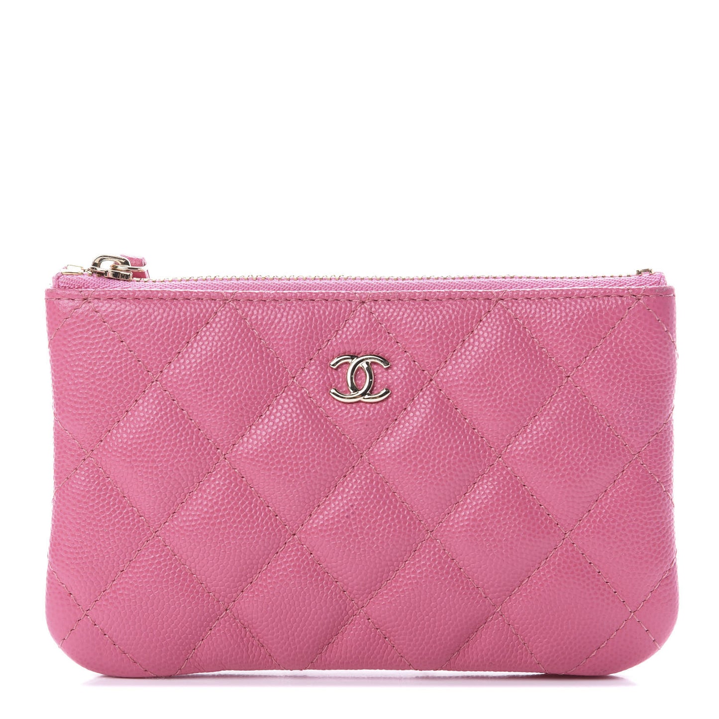 Shiny Caviar Quilted Small Cosmetic Case Pink