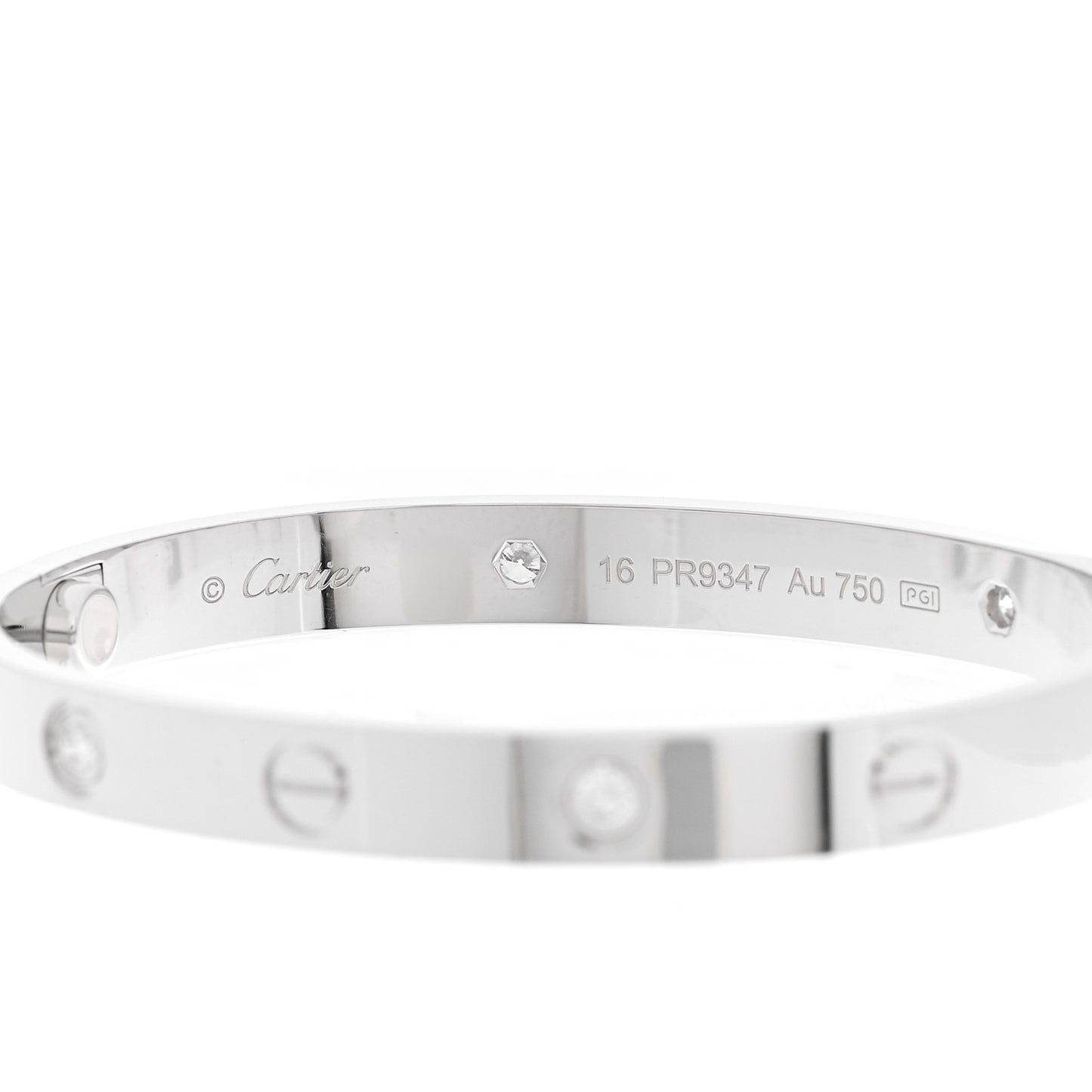 18K White Gold 4 Diamond LOVE Bracelet 16