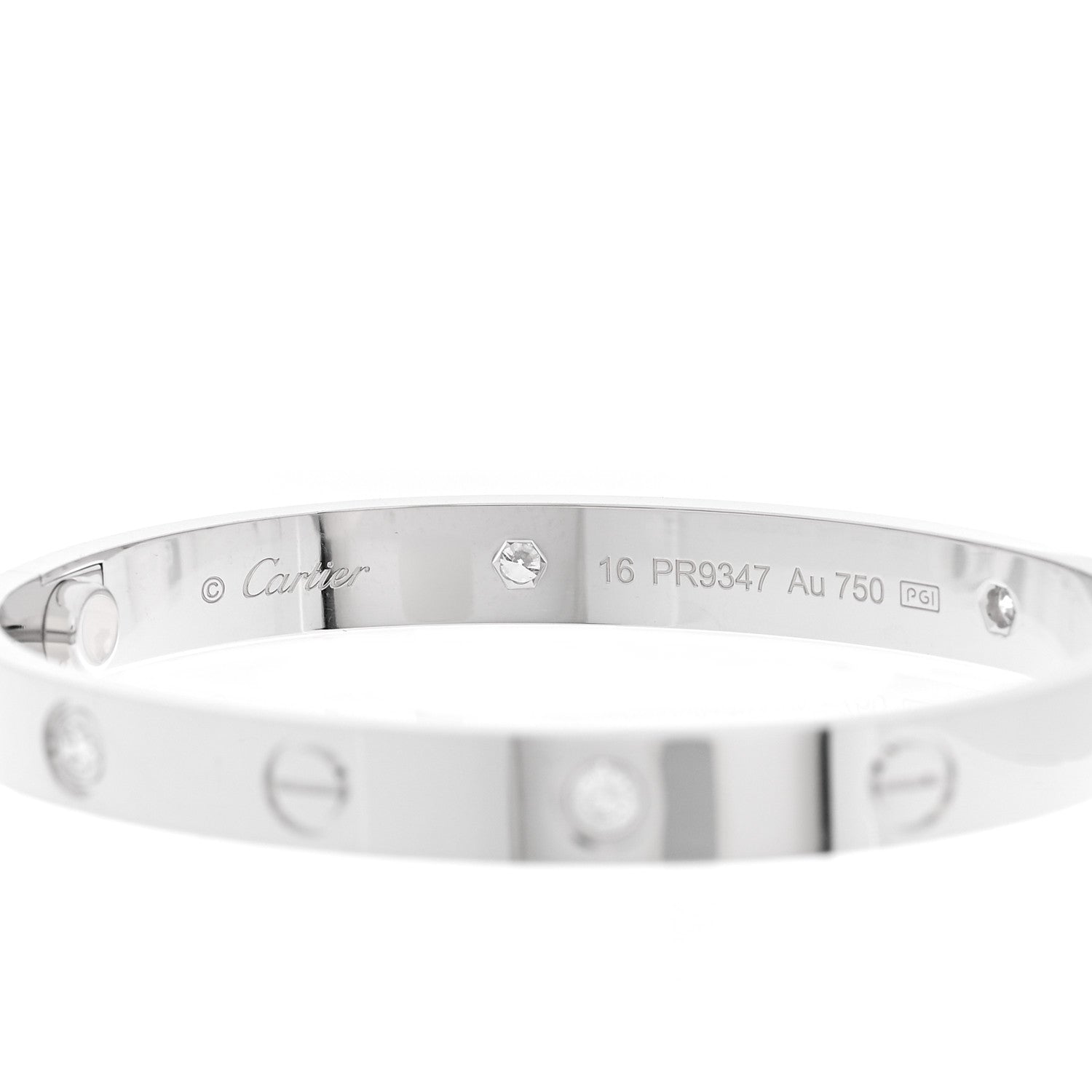 Cartier 18K White Gold 4 Diamond LOVE Bracelet 16 6 of 8