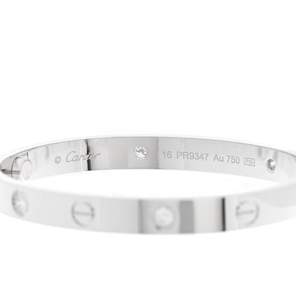 Cartier 18K White Gold 4 Diamond LOVE Bracelet 16 6 of 8