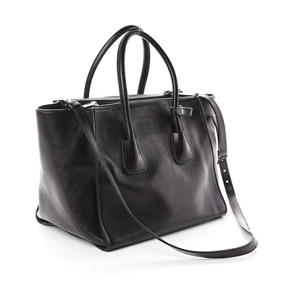Prada Glace Calf Twin Pocket Tote Black 2 of 8