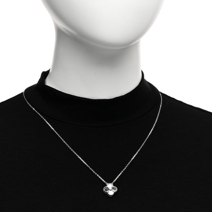 Van Cleef & Arpels 18K White Gold Diamond Guilloche Vintage Alhambra Pendant Necklace 2 of 7