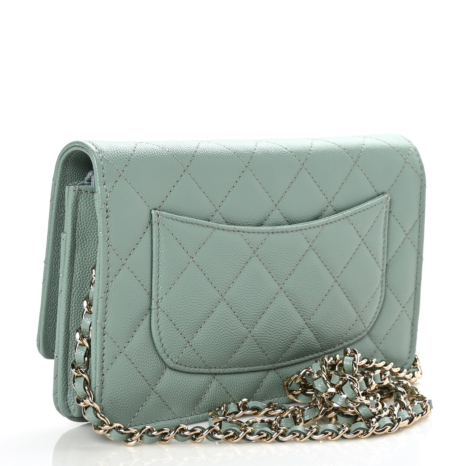 Chanel Caviar Quilted Wallet On Chain WOC Dark Green 3 of 10