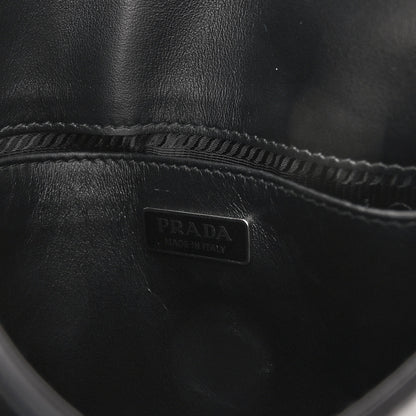 Prada Spazzolato Cleo Flap Shoulder Bag Black 6 of 9