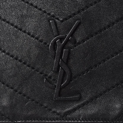Saint Laurent Pebbled Lambskin Chevron Monogram Large Nolita Black 10 of 10