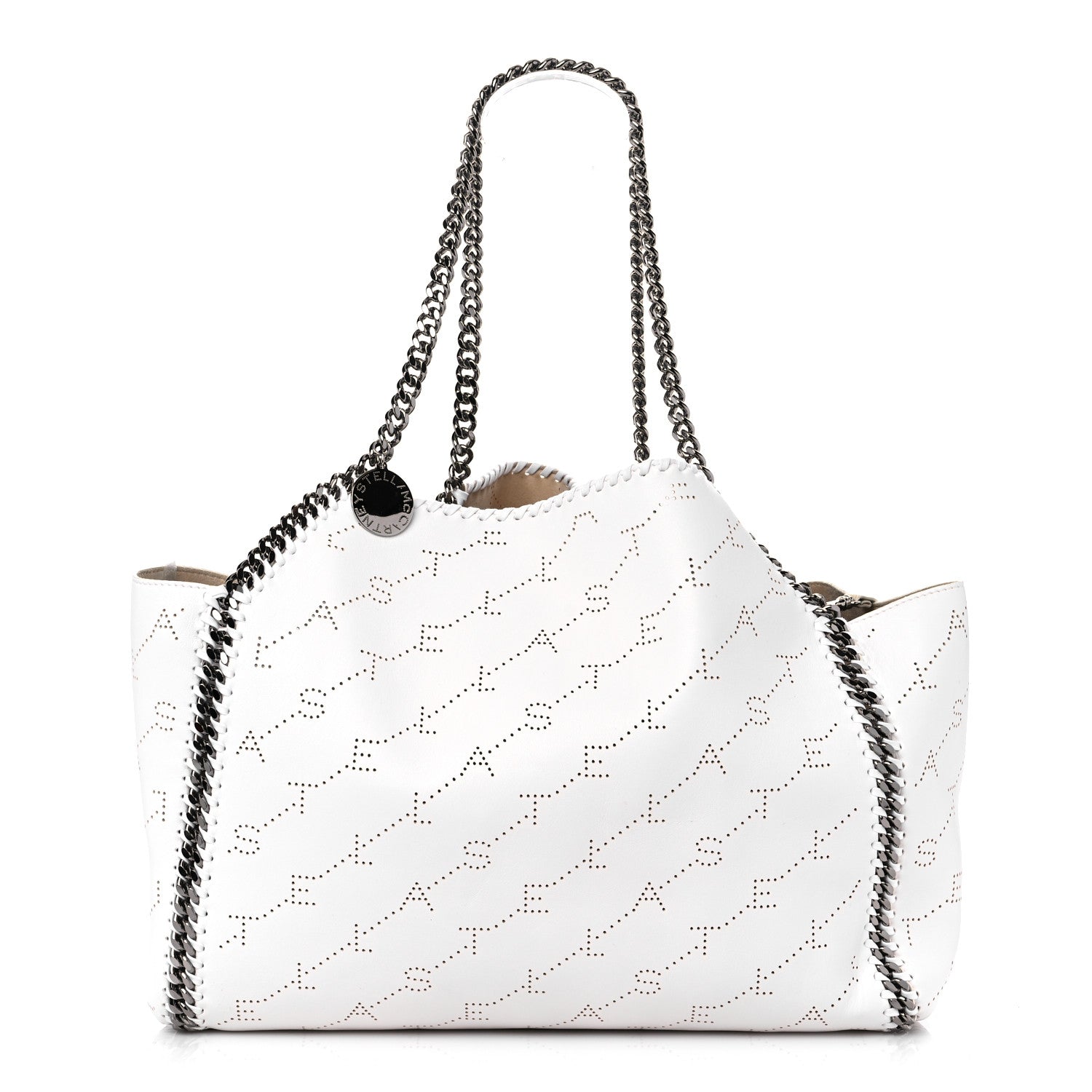 Stella McCartney Eco Alter Nappa Perforated Logo Falabella Reversible Tote Optical White 3 of 9