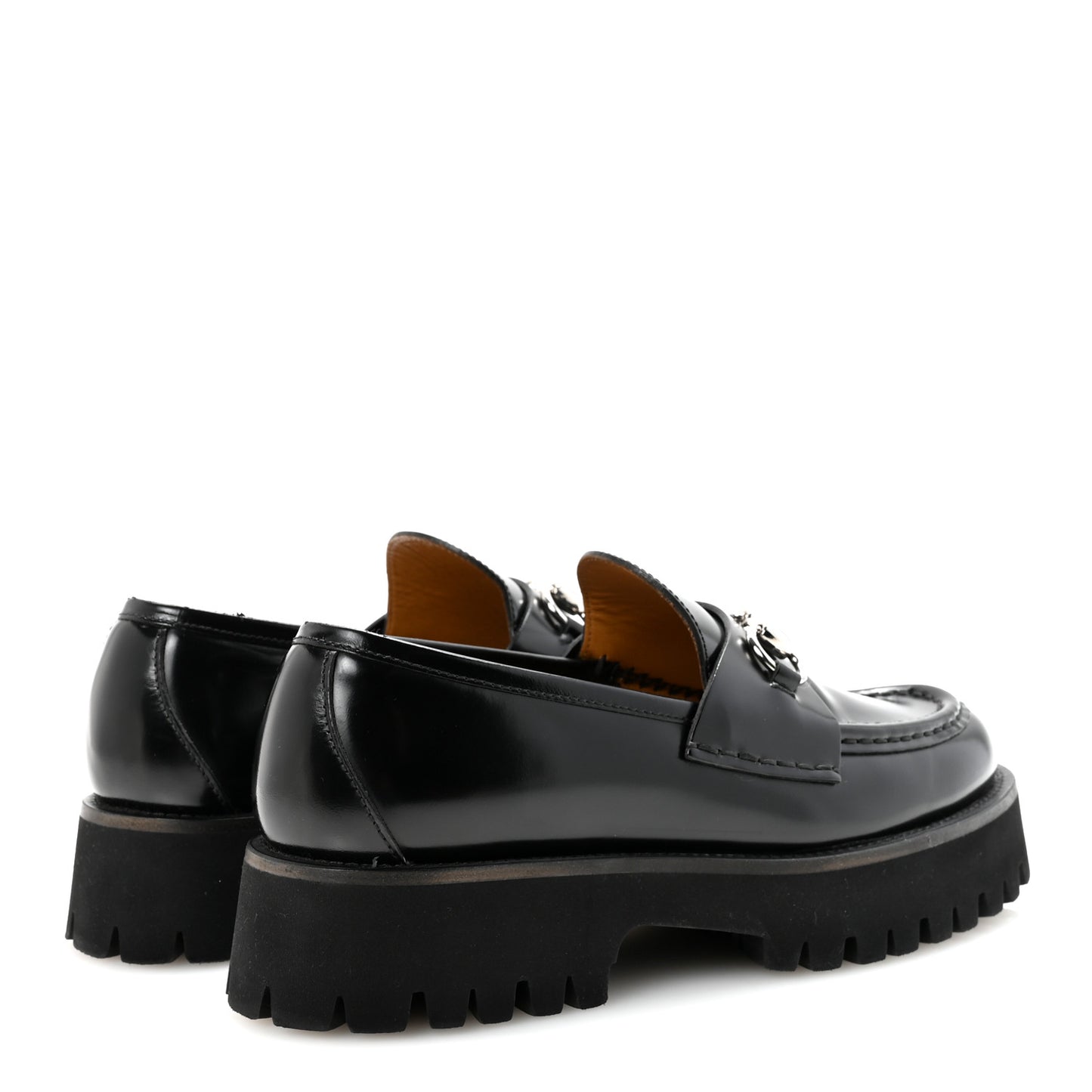 Cordovan Lux Womens Horsebit 45mm Platform Loafers 39 Black