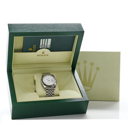 Rolex Stainless Steel 18K White Gold 36mm Oyster Perpetual Datejust Watch White Roman 116234 5 of 5