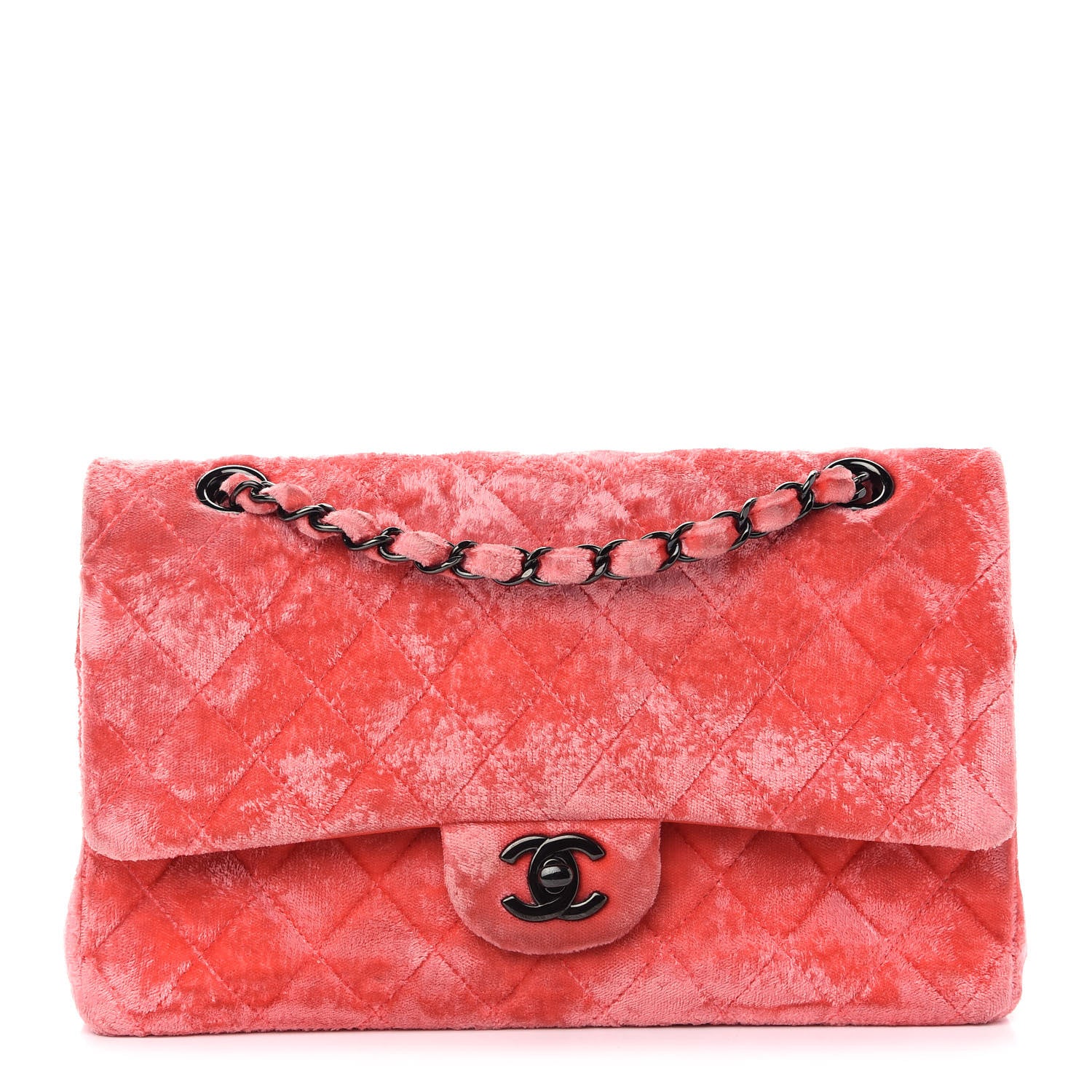 Chanel Velvet Quilted Medium Double Flap Coral 1 of 9