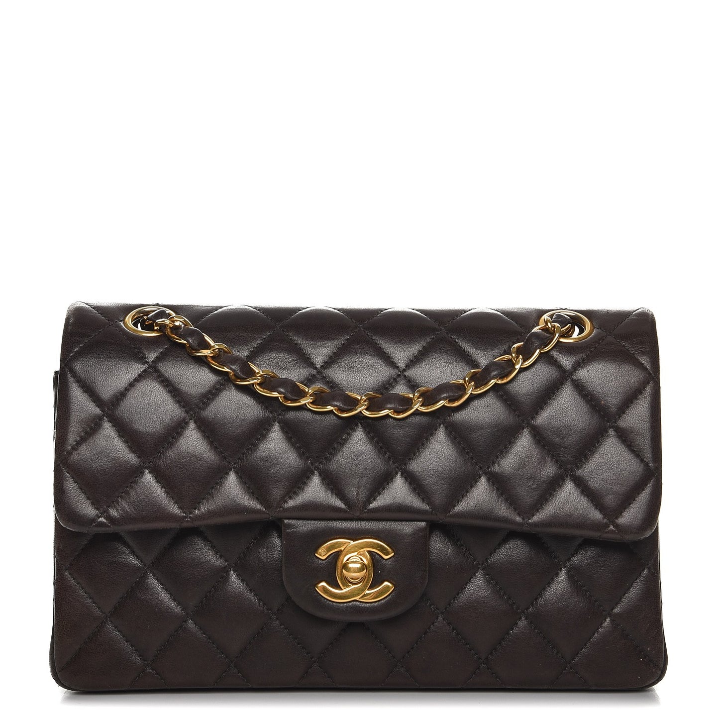 Lambskin Quilted Small Double Flap Black