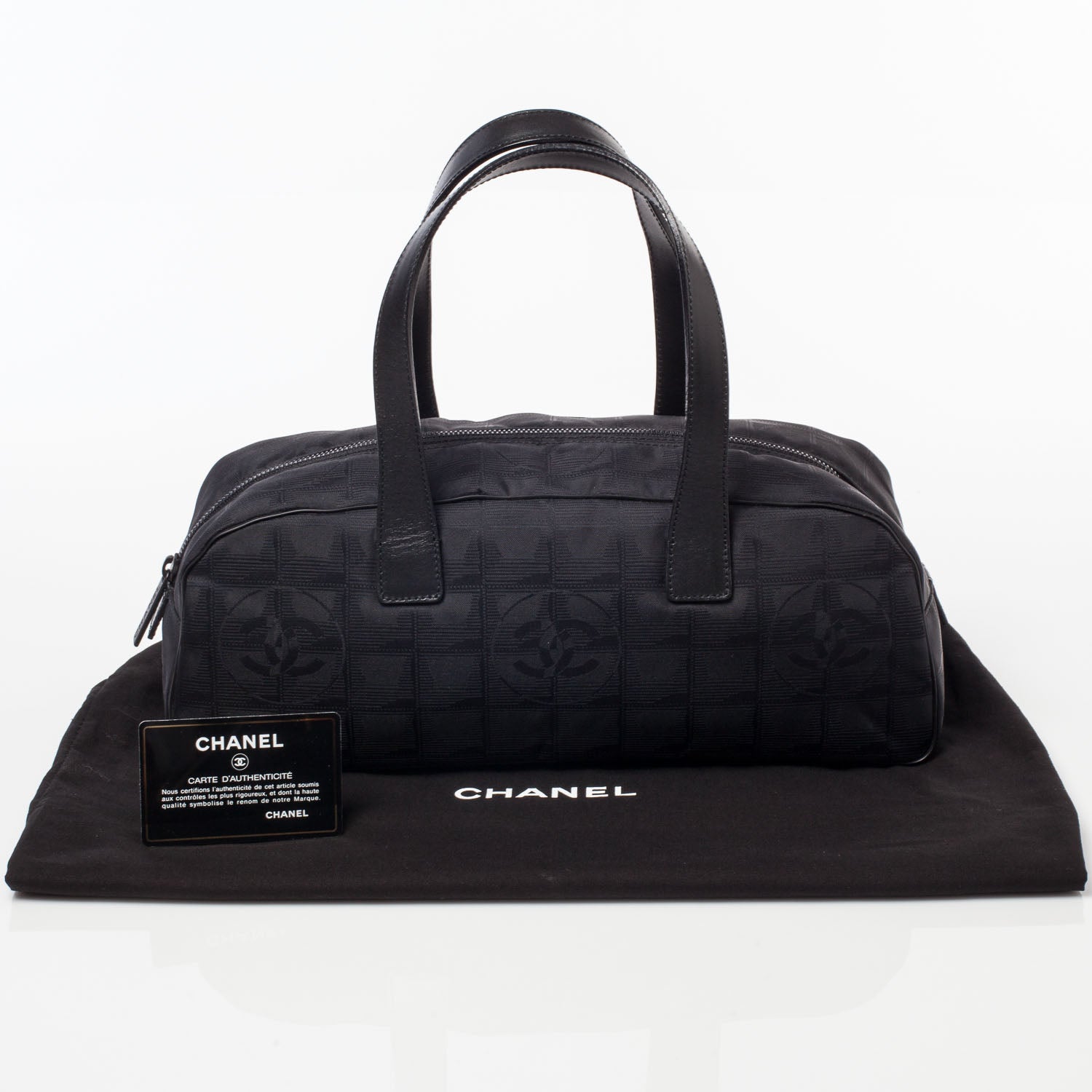Chanel Nylon Travel Bowler Black 10 of 10