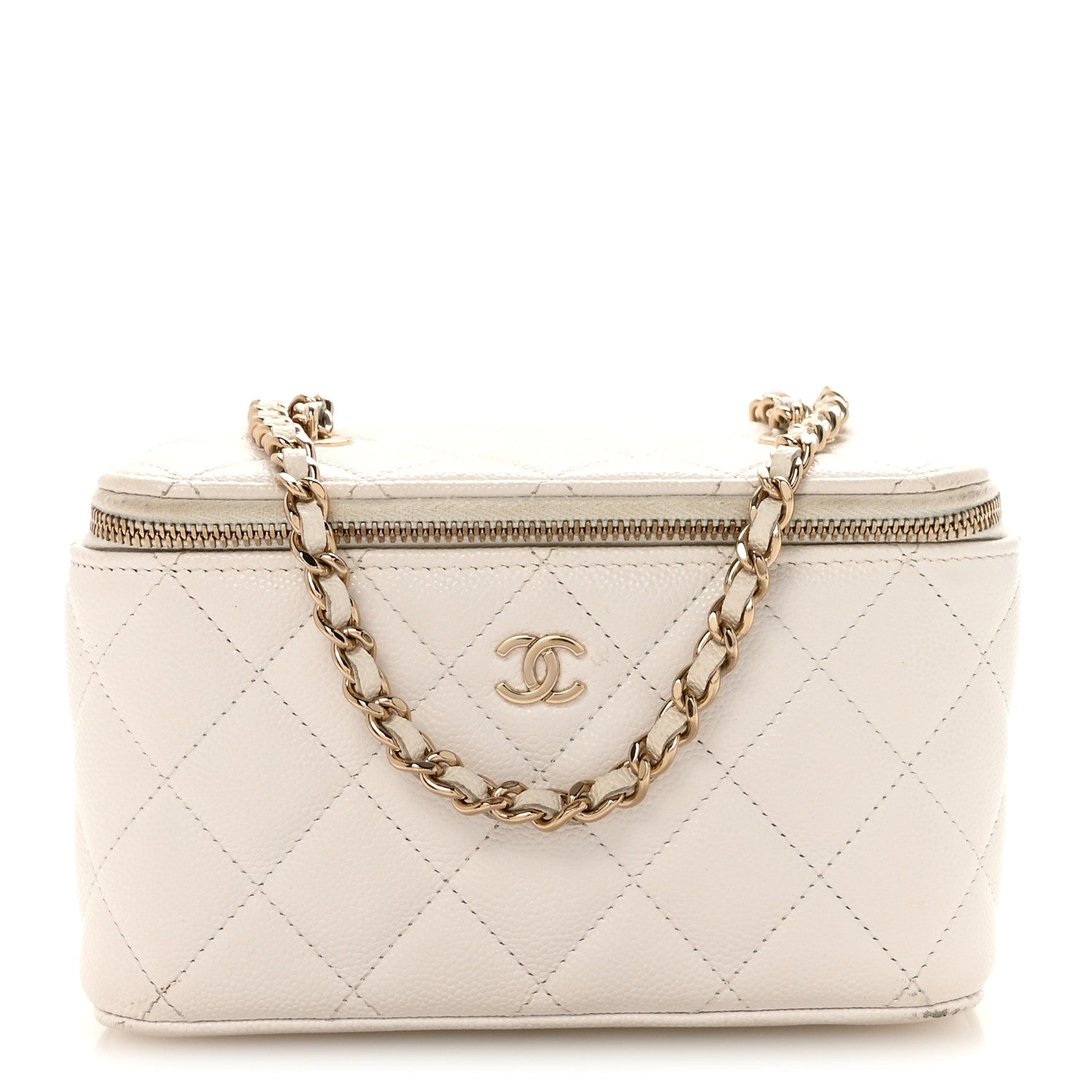 Chanel Caviar Quilted Small Vanity Case With Chain White 1 of 11