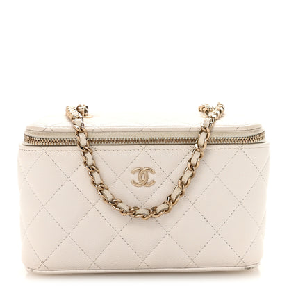 Chanel Caviar Quilted Small Vanity Case With Chain White 1 of 11