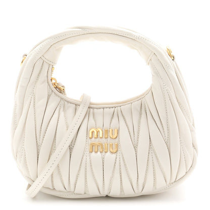 Miu Miu Nappa Matelasse Mini Wander Hobo White 1 of 10