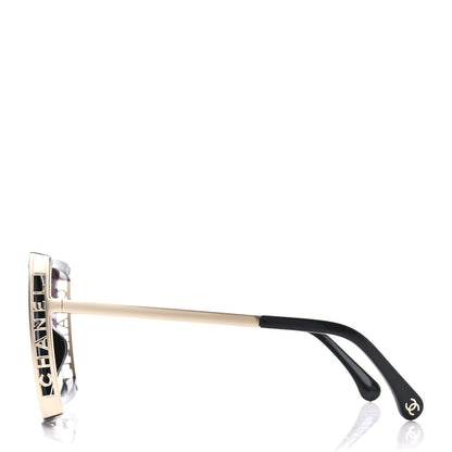 Chanel Acetate Metal Logo Square Sunglasses 71545A Black Gold 3 of 8