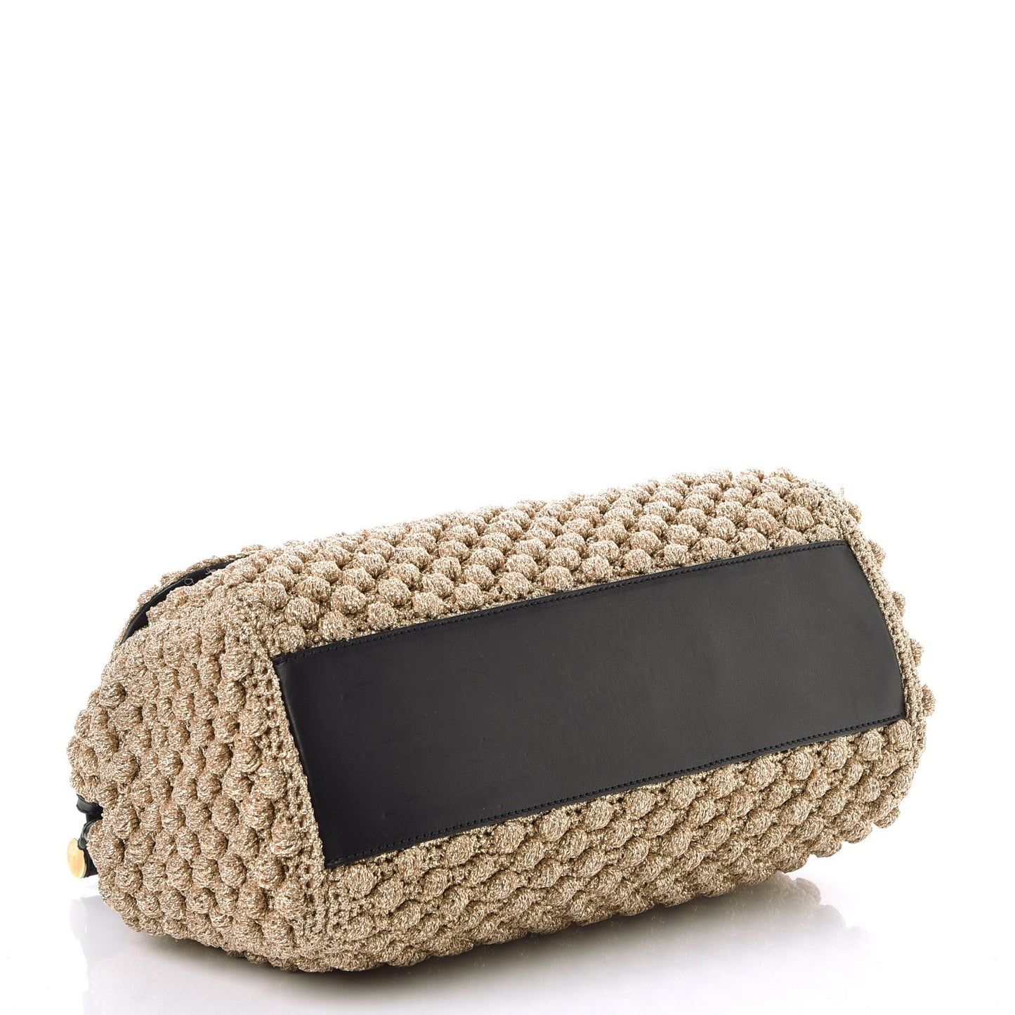 Metallic Crochet Miss Sicily Top Handle Flap Gold