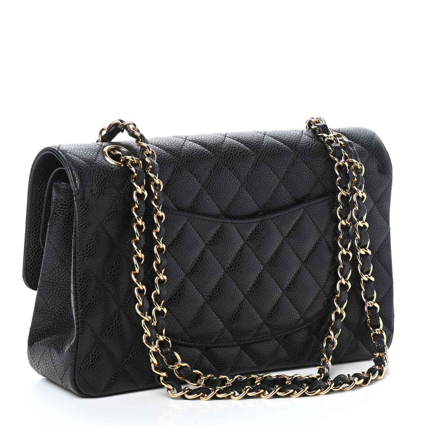 Caviar Quilted Medium Double Flap Black