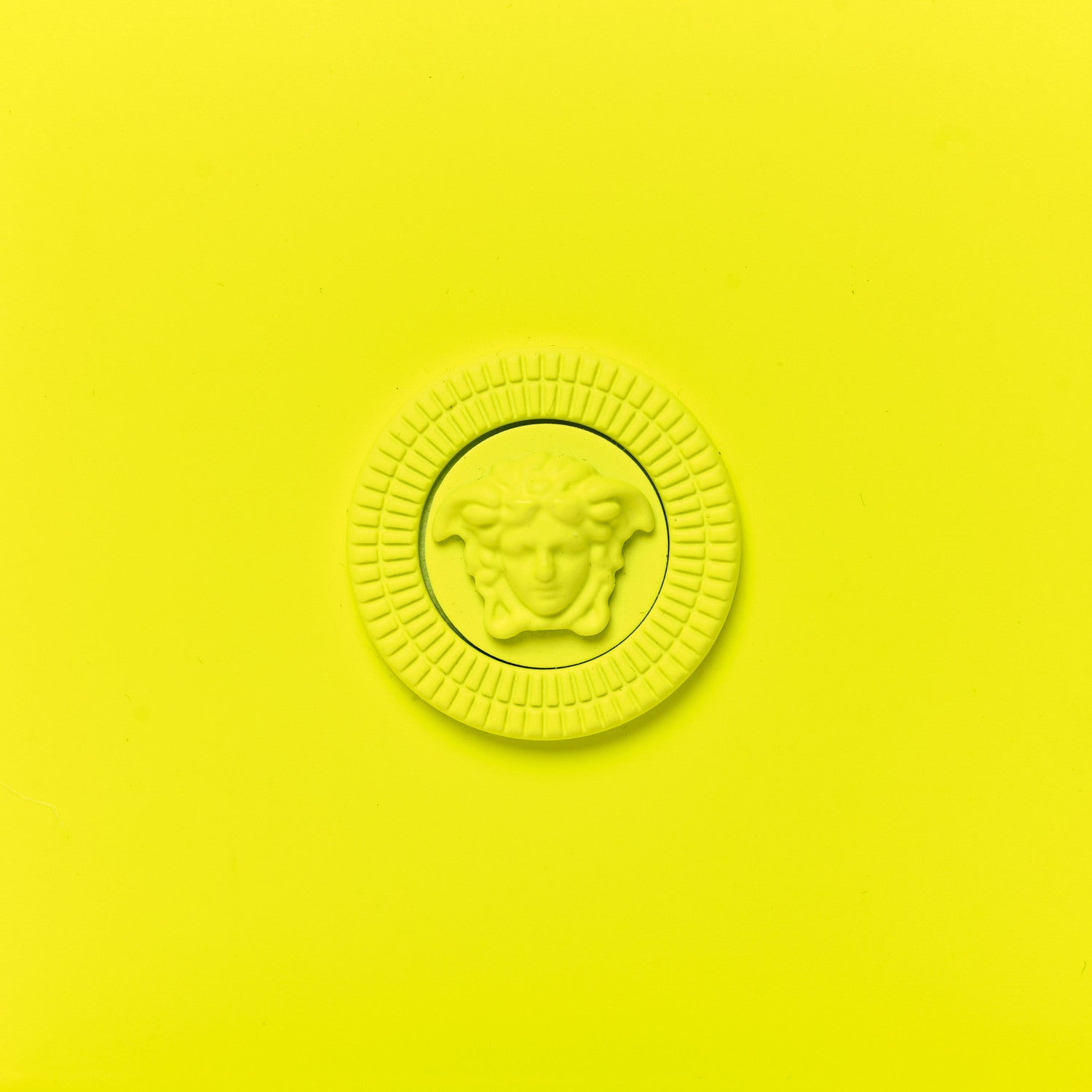 Versace Calfskin Rubber Medusa Biggie Bifold Compact Zip Around Wallet Fluorescent Yellow 8 of 8