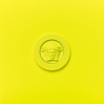 Versace Calfskin Rubber Medusa Biggie Bifold Compact Zip Around Wallet Fluorescent Yellow 8 of 8