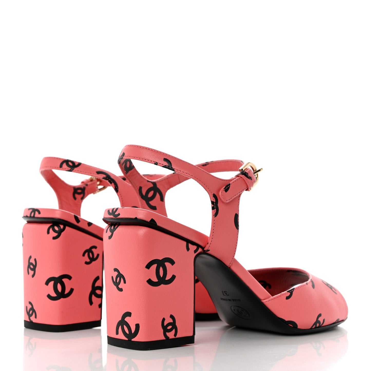 Printed Lambskin Coco Beach Sandals 37 Pink Black