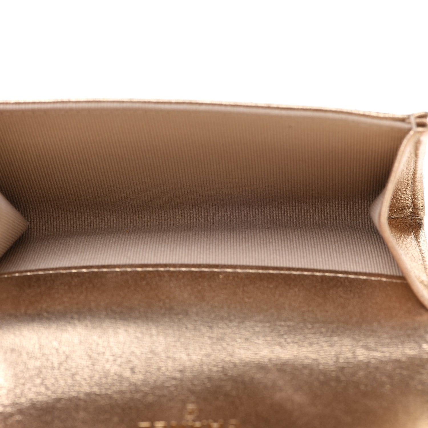 Chanel Metallic Lambskin Quilted Flap Card Holder Wallet Gold 5 of 10