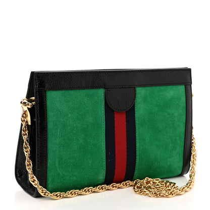 Gucci Suede Patent Web Small Ophidia Chain Shoulder Bag New Shamarock Black 3 of 10