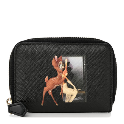 Givenchy Textured Coated Canvas Iconic Bambi Print Mini Zip Wallet Black 1 of 17