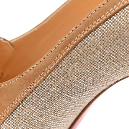 Christian Louboutin Canvas Calfskin Colorblock Pumps 35.5 Beige 5 of 12