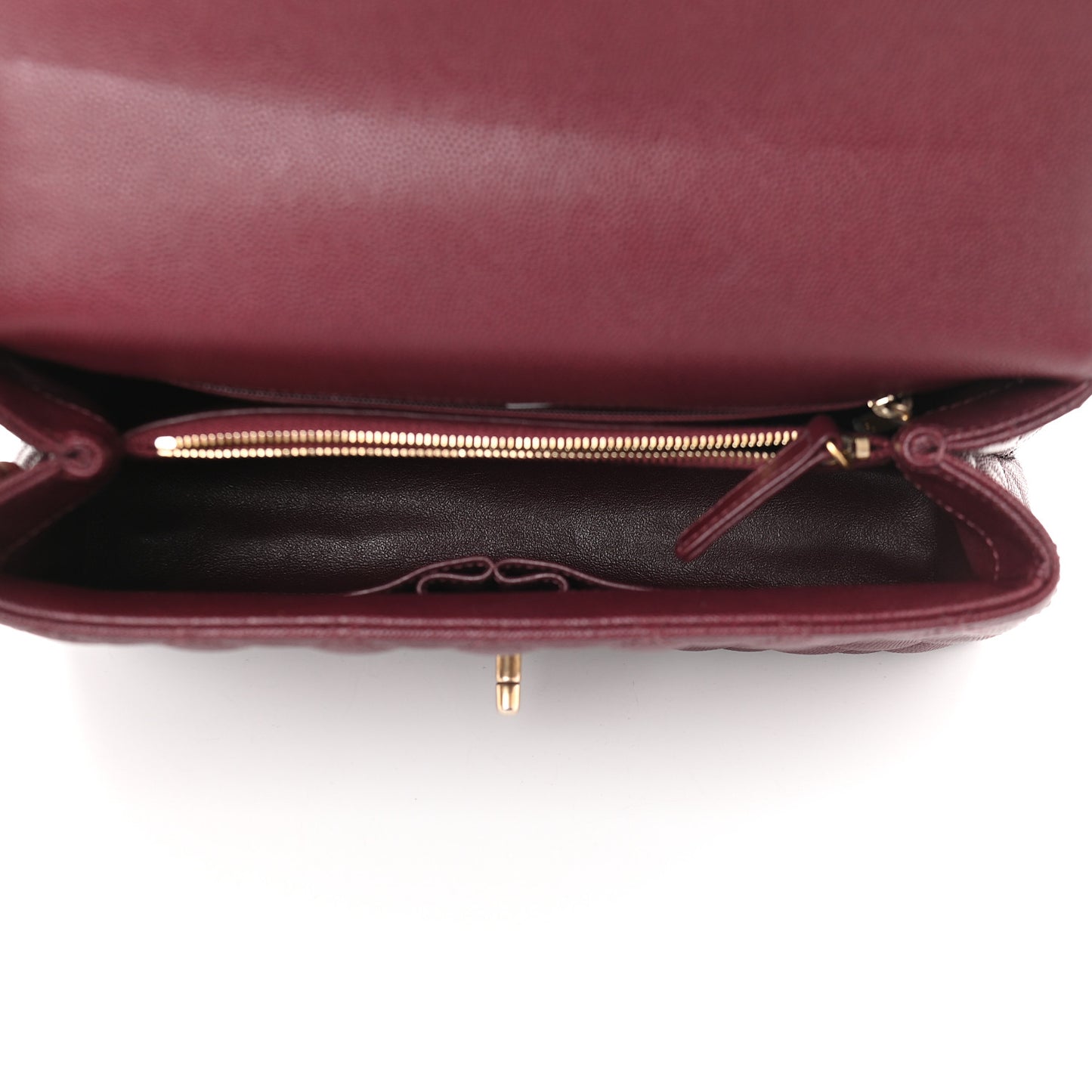 Caviar Lizard Embossed Quilted Small Coco Handle Flap Burgundy