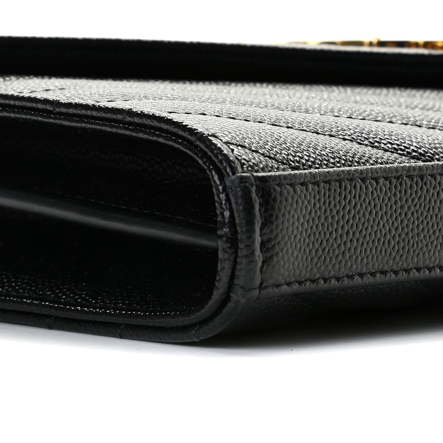 Grain De Poudre Matelasse Chevron Monogram Chain Wallet Black