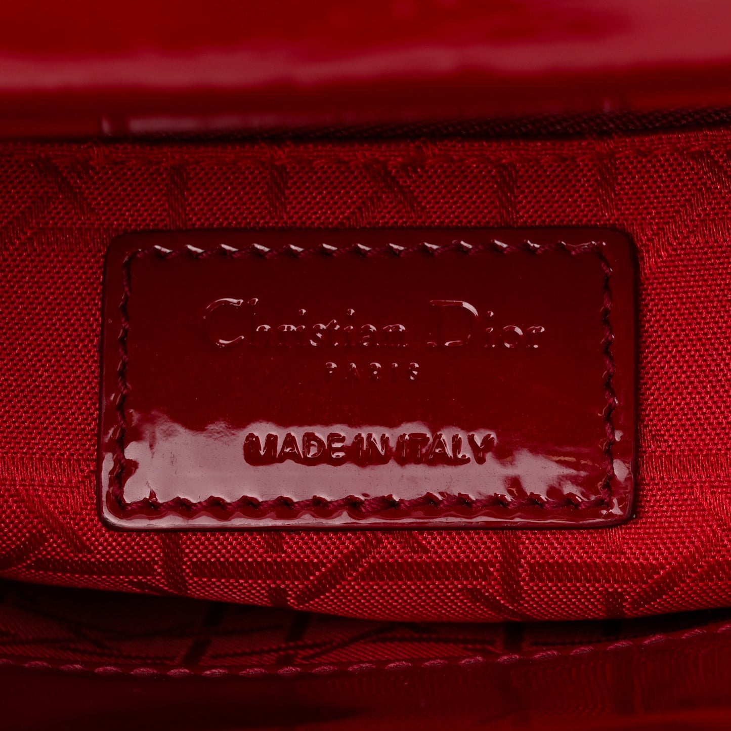 Patent Cannage Mini Lady Dior Red