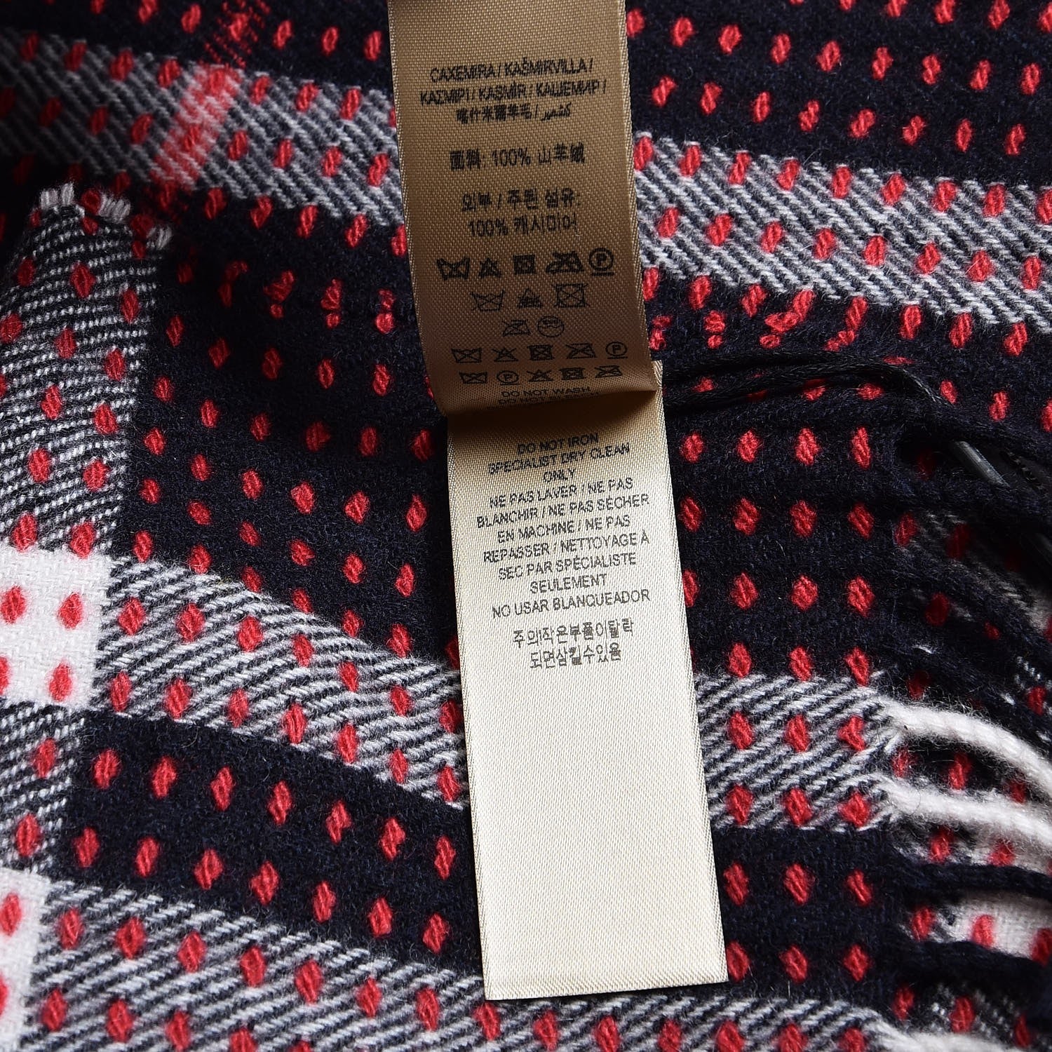 Burberry Cashmere Military Stitch Giant Check Scarf Navy 5 of 7