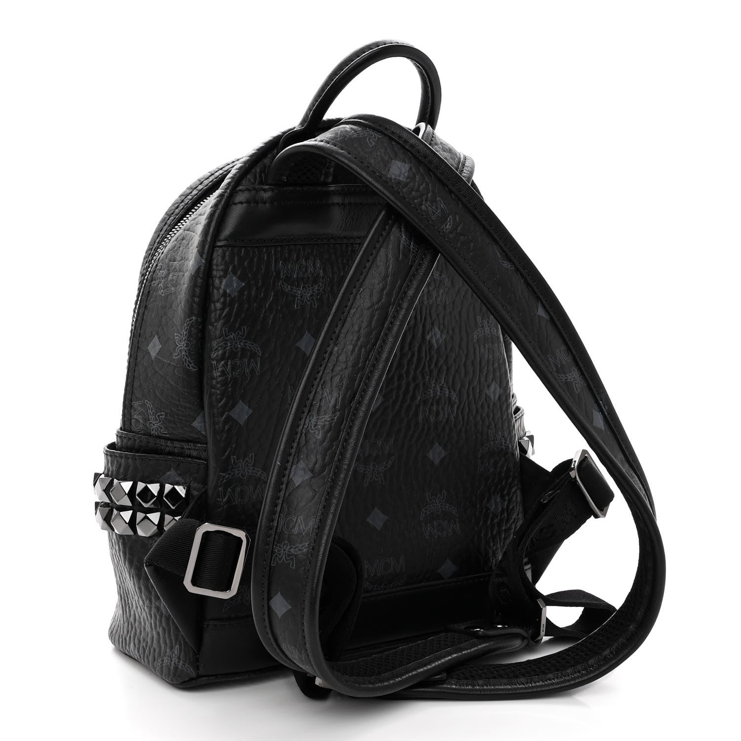 MCM Visetos Side Stud Mini Stark Backpack Black Black 3 of 9