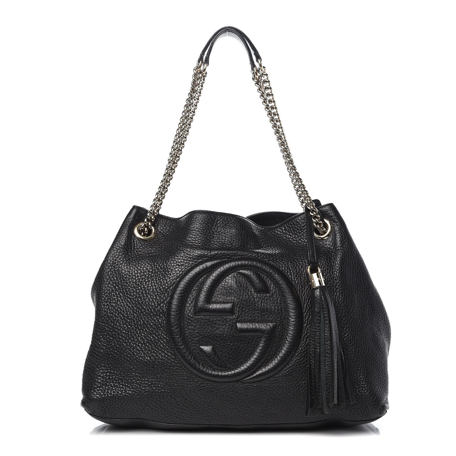 Gucci Pebbled Calfskin Medium Soho Chain Shoulder Bag Black 1 of 12