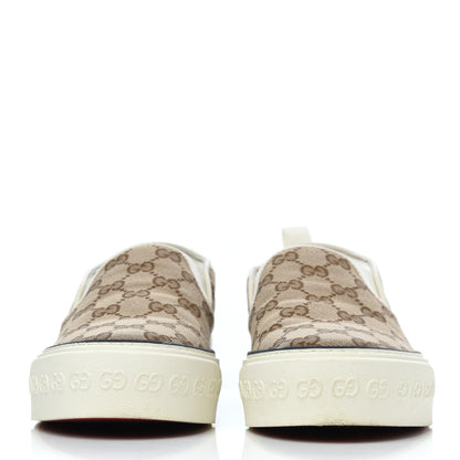 Gucci GG Monogram Womens 1977 Tennis Slip On 30mm Sneakers 38 Beige Ebony Mystic White 2 of 17