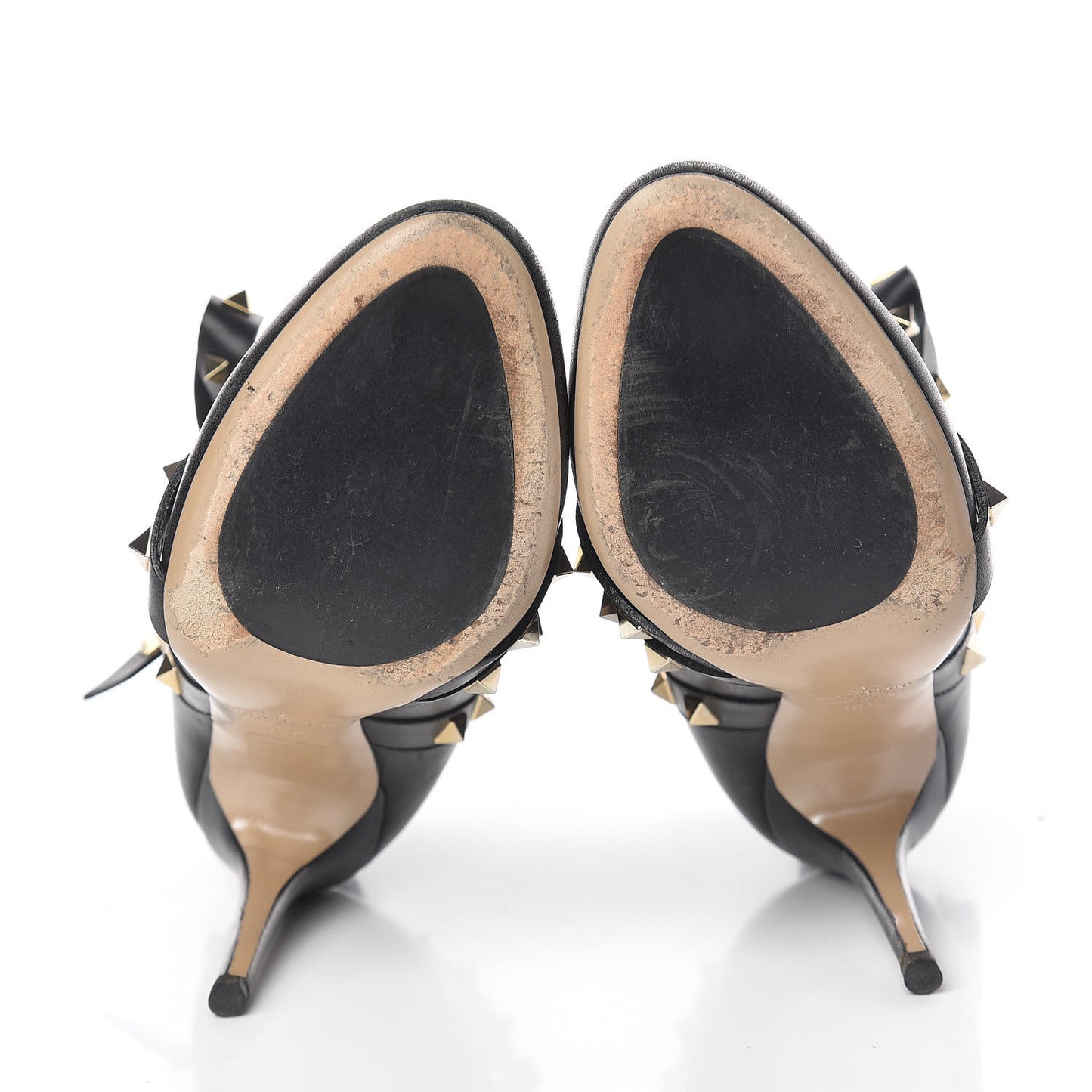 Calfskin Rockstud Bow Ankle Booties 36.5 Black