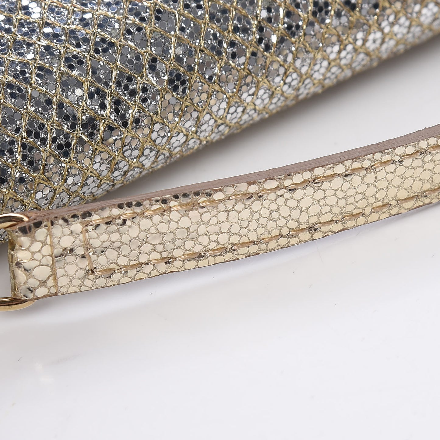 Glitter Fabric Large Riane Clutch Champagne