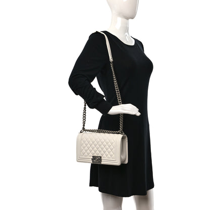 Chanel Caviar Quilted Medium Boy Flap White 2 of 10