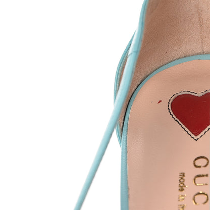Gucci Malaga Kid Unia Cherry Pumps 38.5 New Acquamarine Emerald Cocoa 8 of 9