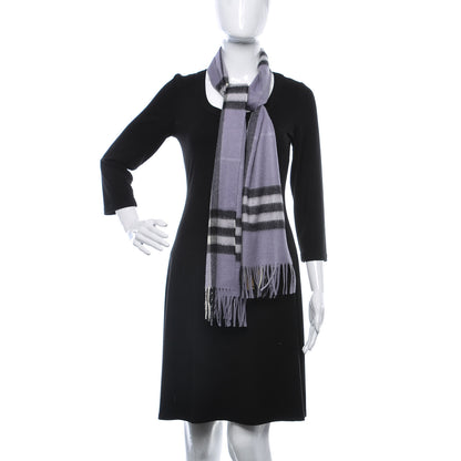 Burberry Cashmere Giant Check Fringe Scarf Lilac 2 of 5