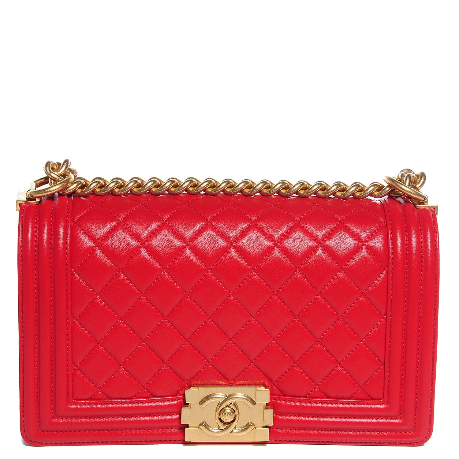 Chanel Lambskin Boy Medium Flap Red 1 of 10