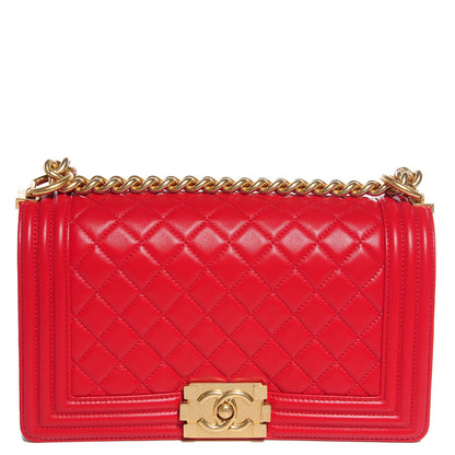 Chanel Lambskin Boy Medium Flap Red 1 of 10