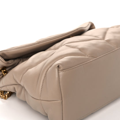 Saint Laurent Lambskin Quilted Medium Loulou Puffer Monogram Chain Satchel Dark Beige 9 of 13