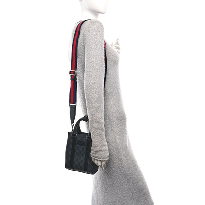 Gucci GG Supreme Monogram Appia Calfskin Web Mini Tote Bag Black 2 of 10