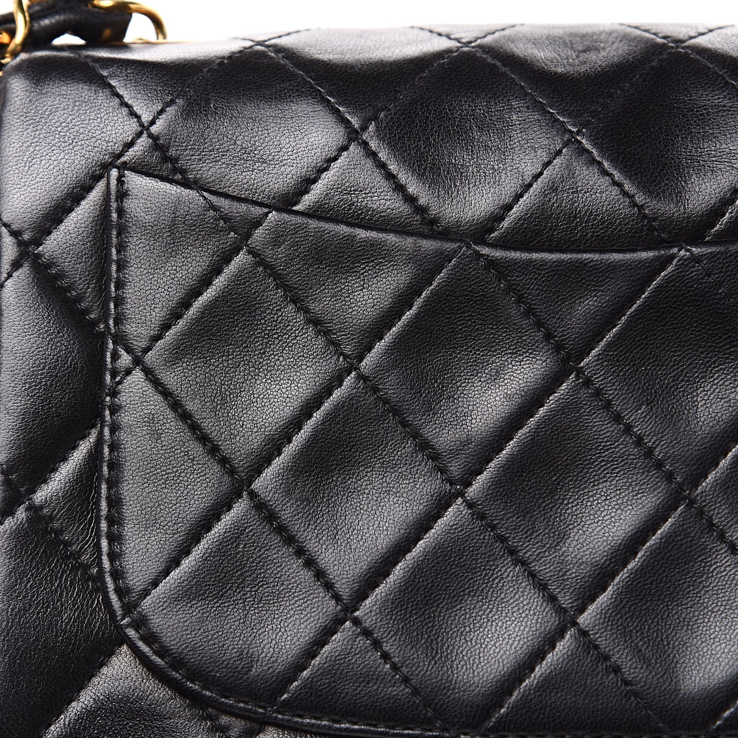 Lambskin Quilted Mini Square Flap Black