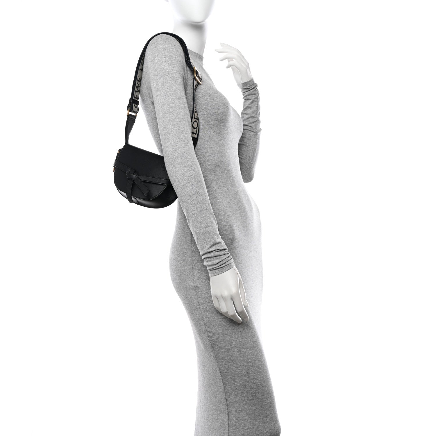 Loewe Calfskin Jacquard Mini Gate Dual Bag Black 2 of 12