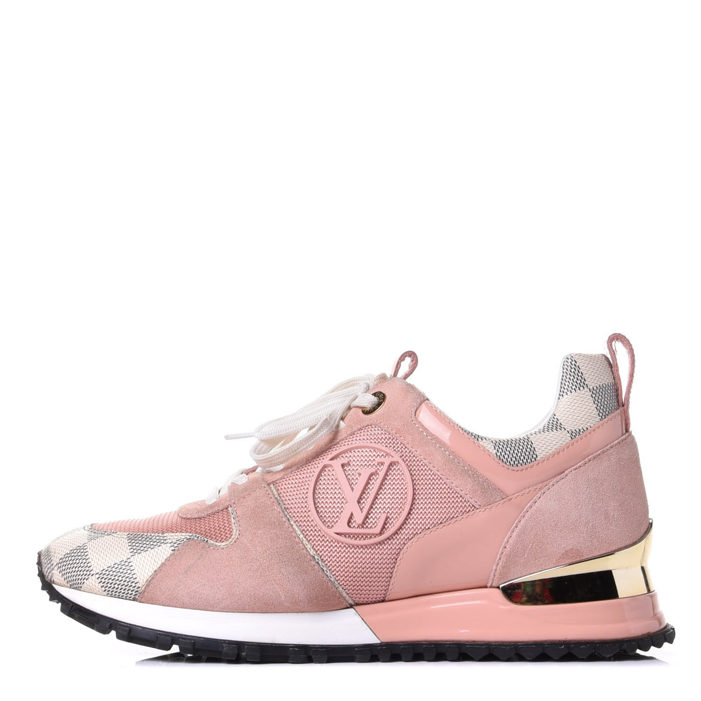 Suede Damier Azur Run Away Sneakers 37 Pink