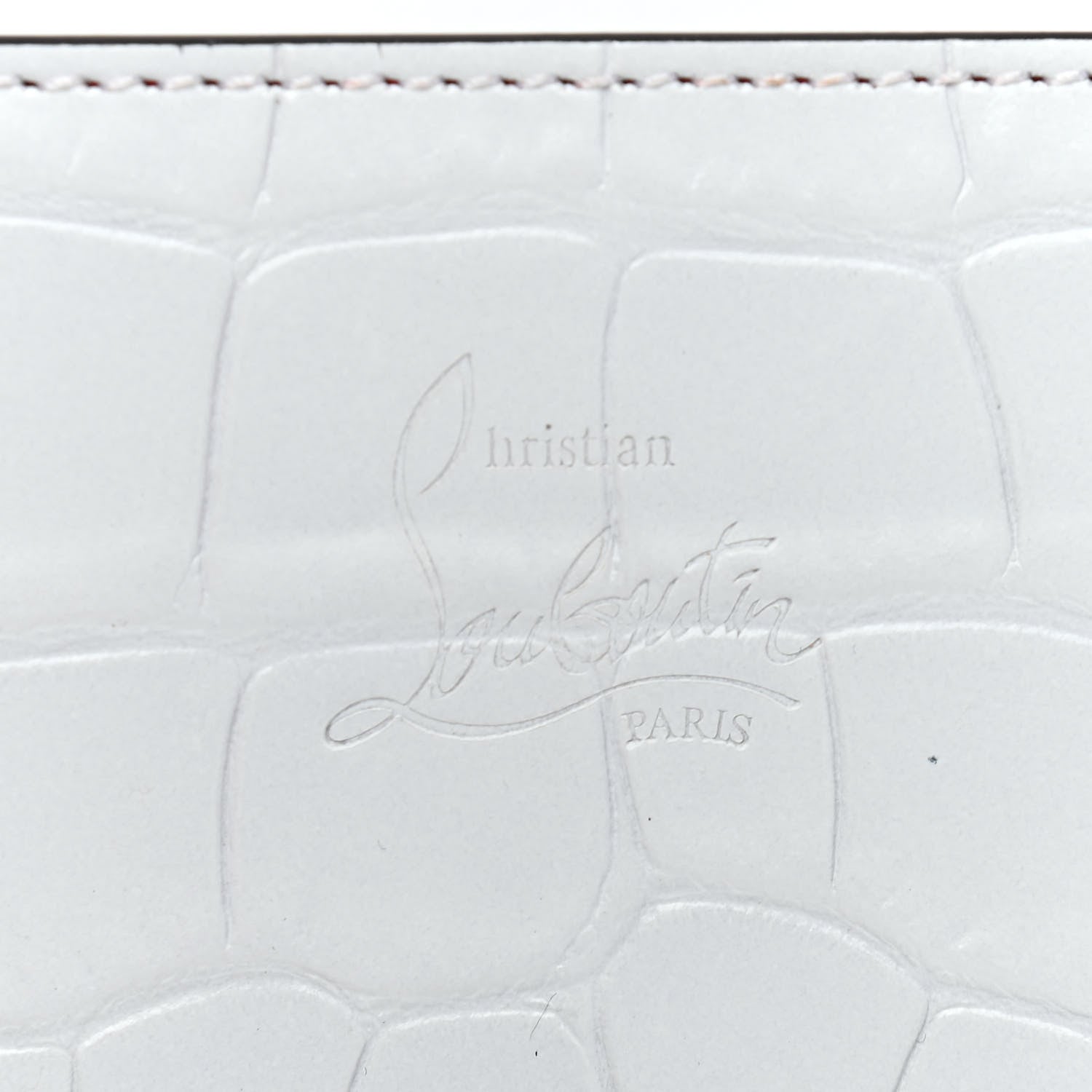 Christian Louboutin Calfskin Alligator Embossed Elisa Baguette Bianco 7 of 9